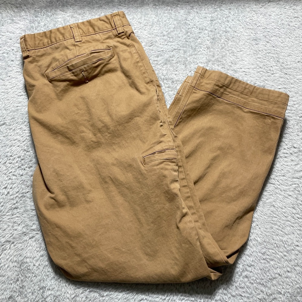 Duluth Trading Co Ballroom Khakis Men 42x30 Tan Flex Canvas Workwear Utility